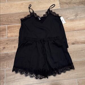 Ambrielle Black Lace Trim Sleepwear Set-these are street wear in NYC and Paris!